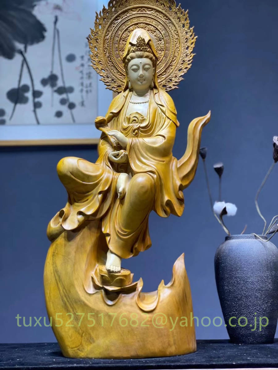 ☆極上珍品☆自在観音☆観音菩薩☆観音像☆観音 造像 香樟材 木彫 仏像