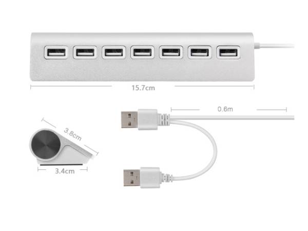 新品 USBハブ 7ポート USB2.0 USB分配器 シルバー 管理番号[DC0889O]_画像3