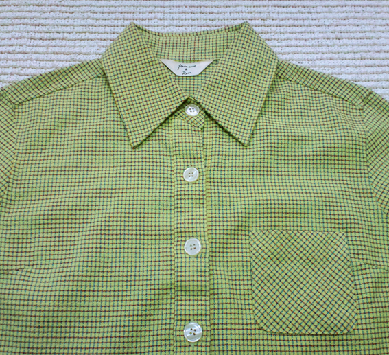 黄緑色♪チェック柄のシャツワンピース（９号）_画像2
