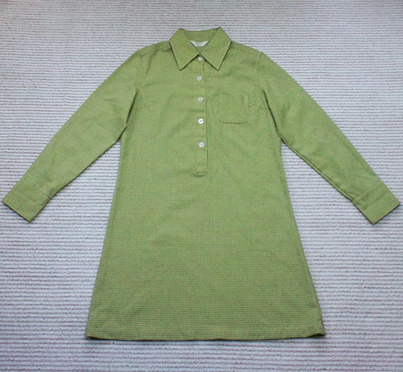 黄緑色♪チェック柄のシャツワンピース（９号）_画像1