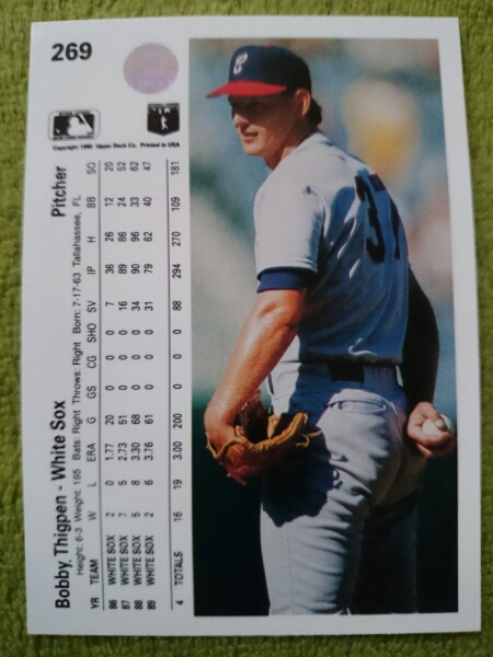 ★来日外国人 シグペン 福岡 ダイエー ホークス BOBBY THIGPEN UD UPPER DECK 1990 MLB CHICAGO WHITE SOX シカゴ ホワイトソックス ボビー_画像2