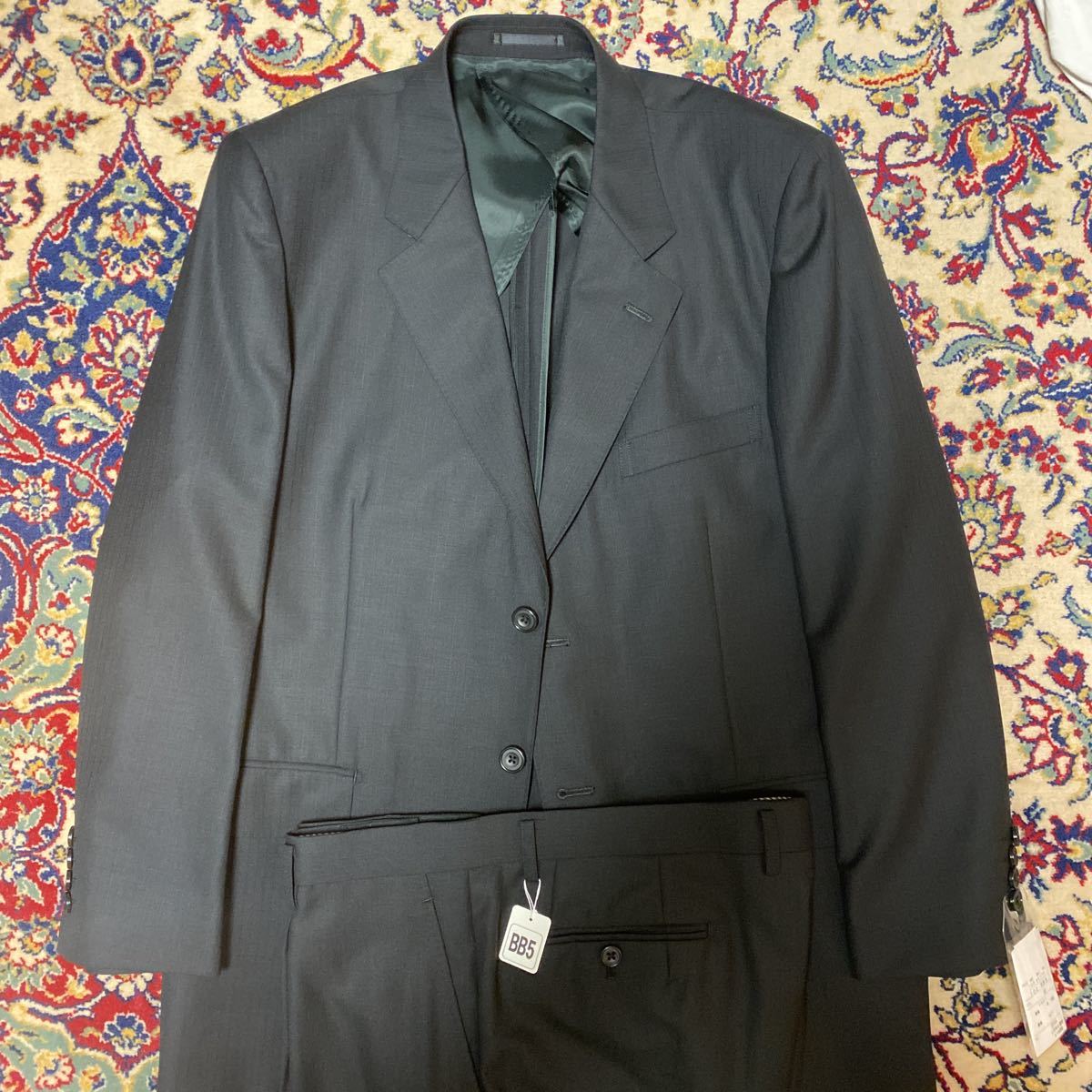 定価198,000円　新品　未使用　タグ付き　FINTEX 最高級紳士服　ウール100% シングルスーツ　キングオブブラック　BB5　台場仕立て