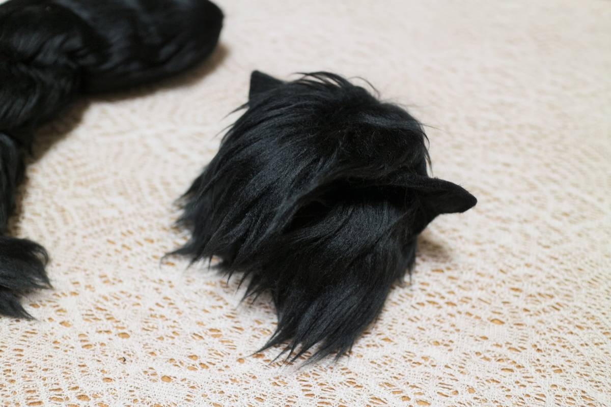 海外ディーラー製　SDサイズ　猫耳ボアウィッグと猫しっぽセット　黒_画像3
