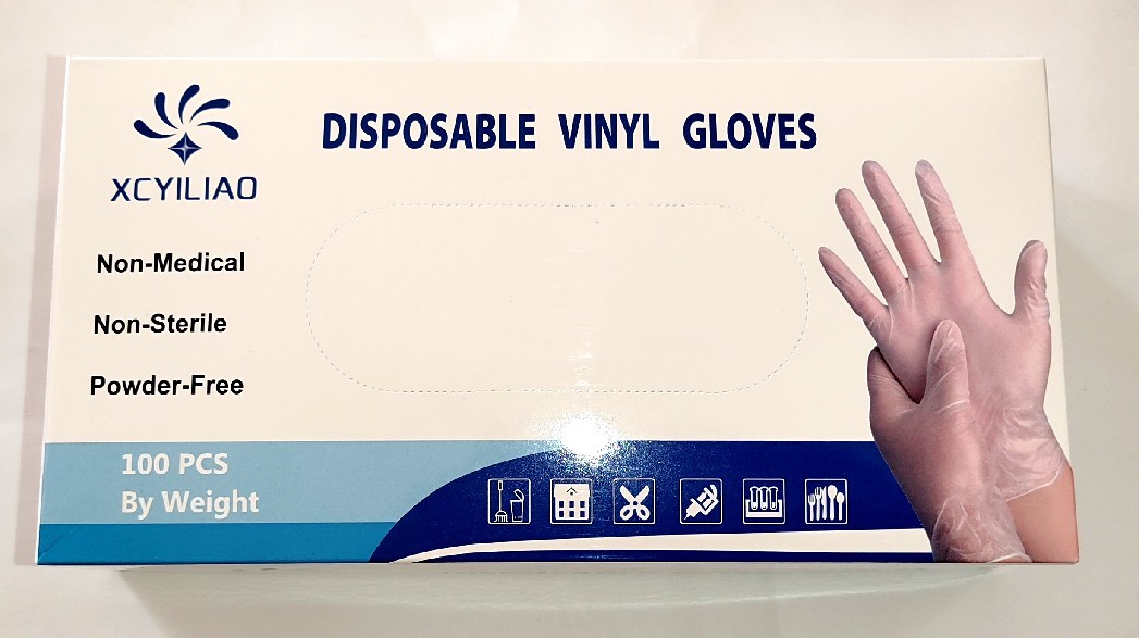 《日本国内検品》PVCビニール手袋　粉なし　100枚入り×1箱　Lサイズ