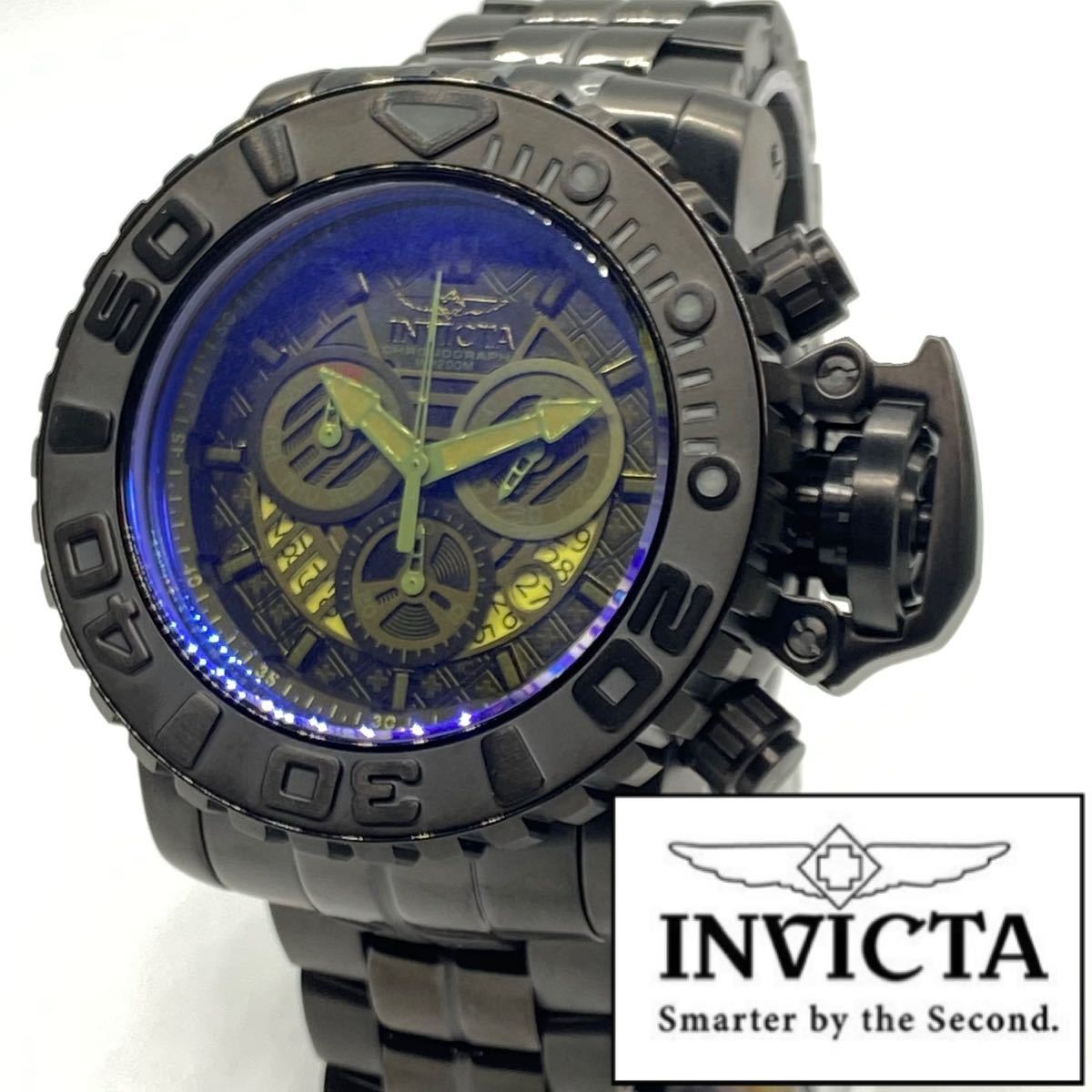 【定価24万円】★グラスが特徴的! ☆デカ重! インビクタ INVICTA シーハンター メンズ 腕時計 クロノグラフ クォーツ ブラック 新品即納_画像1