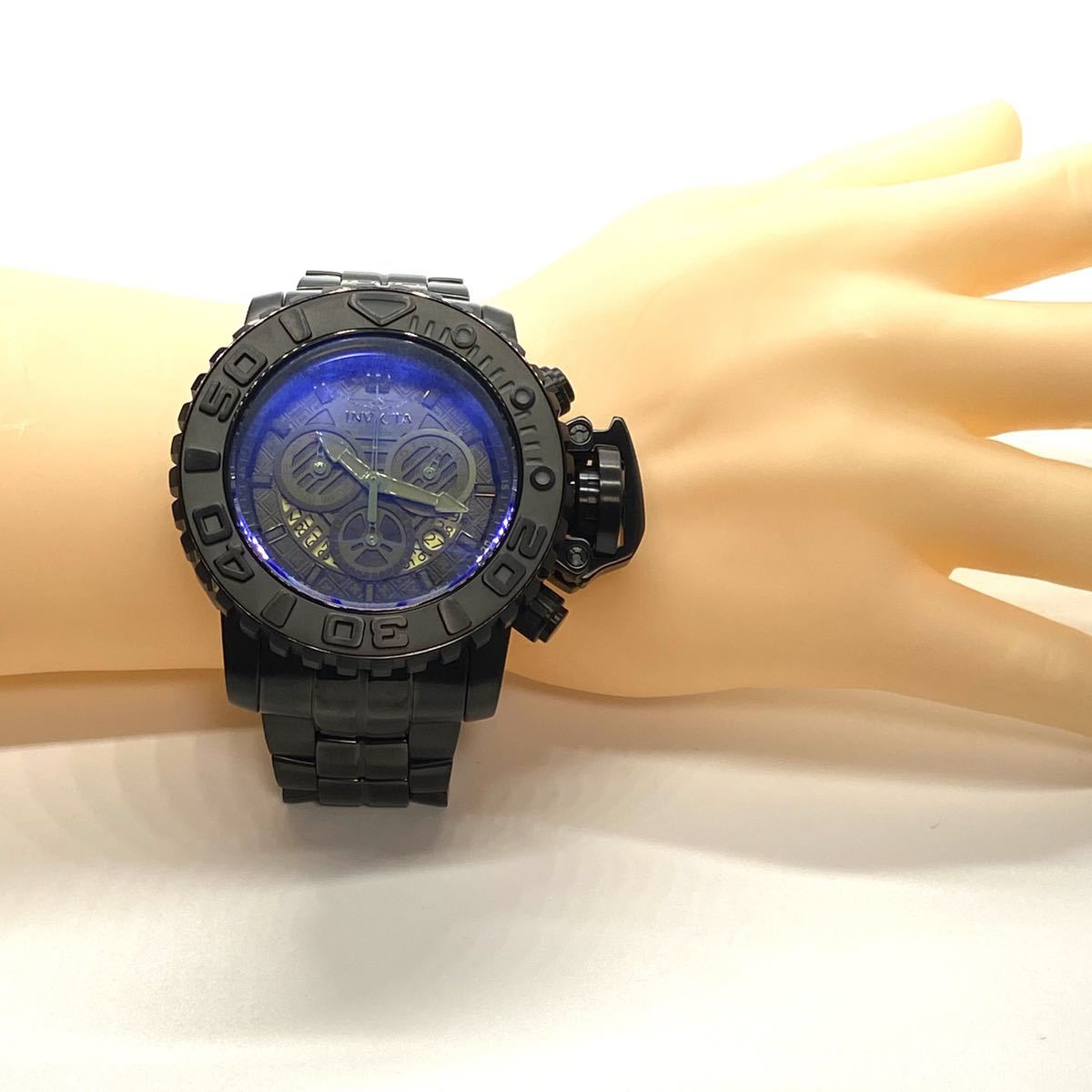 【定価24万円】★グラスが特徴的! ☆デカ重! インビクタ INVICTA シーハンター メンズ 腕時計 クロノグラフ クォーツ ブラック 新品即納_画像9