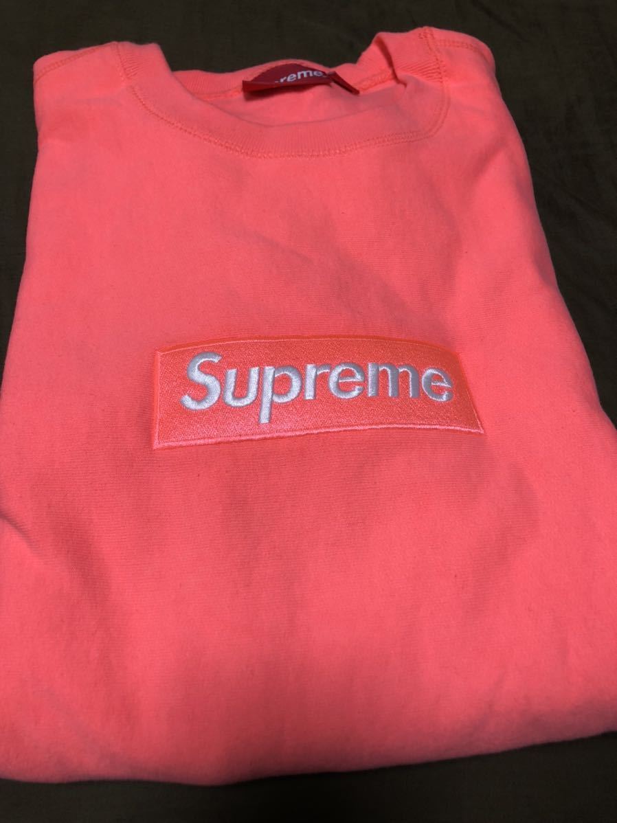 Supreme Box Logo Crewneck サイズL 18AW本田翼 Fluorescent Pink ピンクボックスロゴ クルーネック スウェット Sweatshirt 18FW_画像3