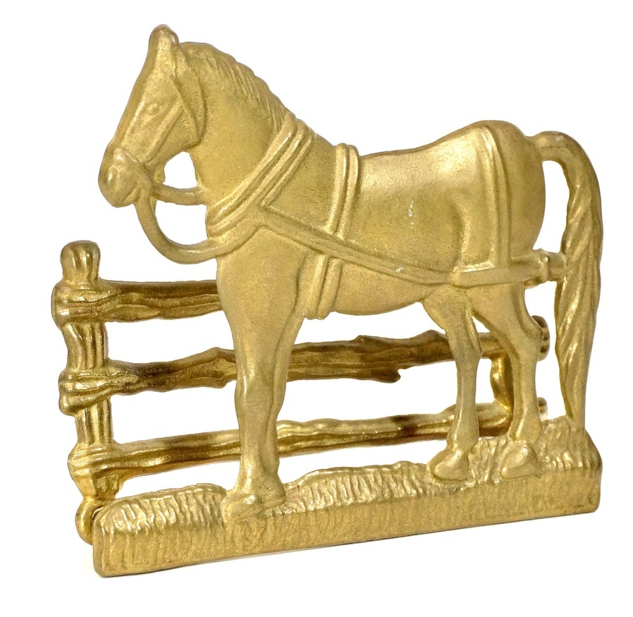 1960年代　ビンテージ　真鍮製　馬　ホースホルダー ナプキン・手紙・カードホルダーとして 経年の古びた味わいの逸品！　IJS ejl5morsMBCGRVYZ-49897 その他