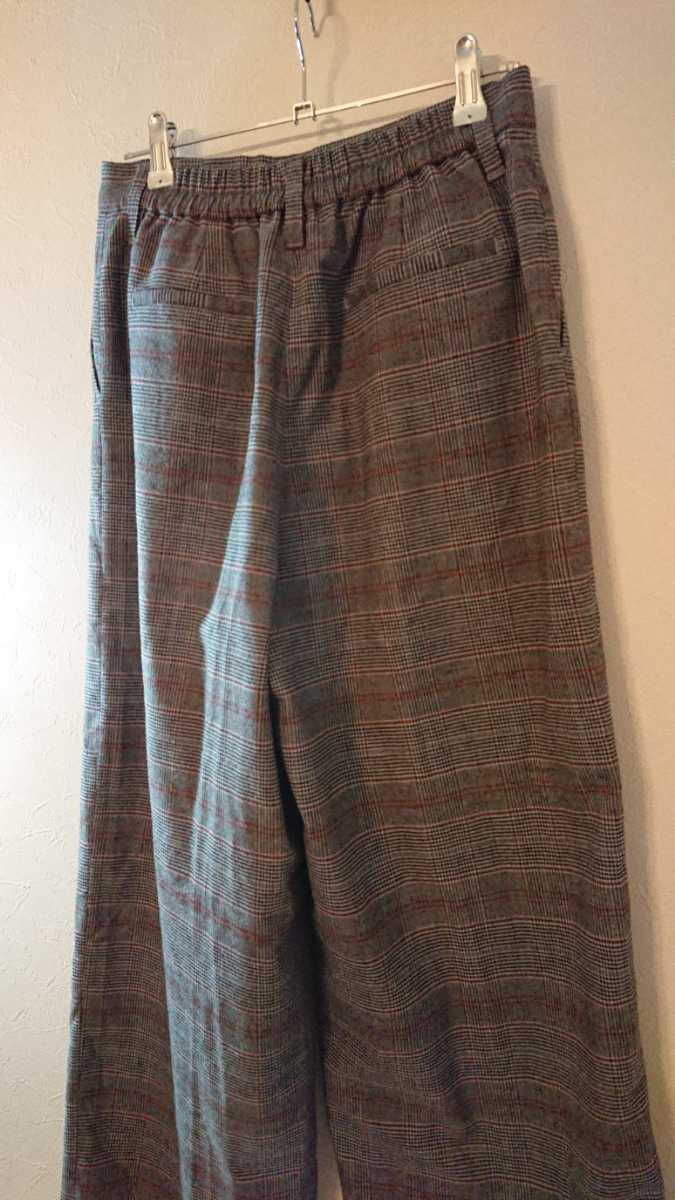  Lowrys Farm check pattern wide pants M size stretch pants stretch wide pants Lowrys farm autumn clothes winter clothes 