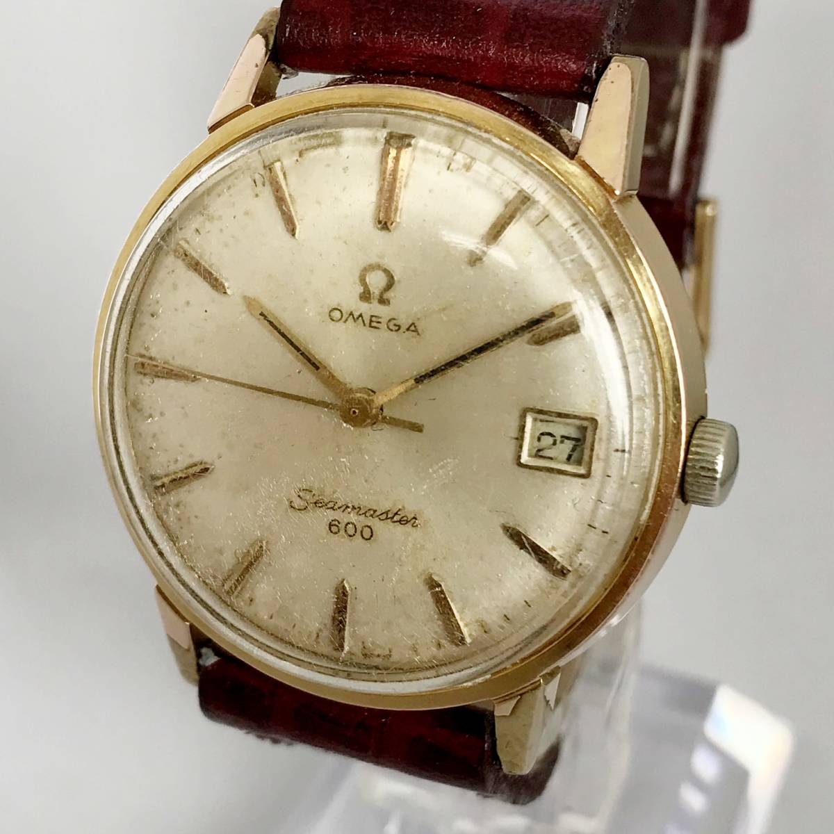 【渋カッコいい】スイスブランドOMEGA　SEAMASTER　1960年代　アンティーク　紳士用腕時計　機械式手巻　34mm　皮ベルト　cal,611_画像1