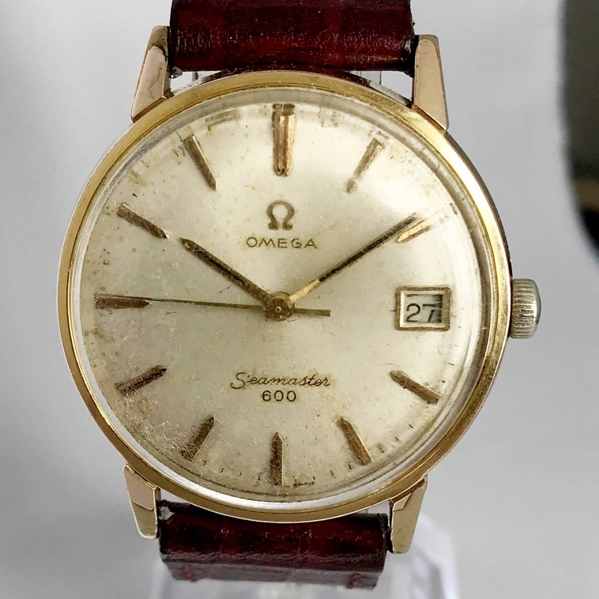 【渋カッコいい】スイスブランドOMEGA　SEAMASTER　1960年代　アンティーク　紳士用腕時計　機械式手巻　34mm　皮ベルト　cal,611_画像2