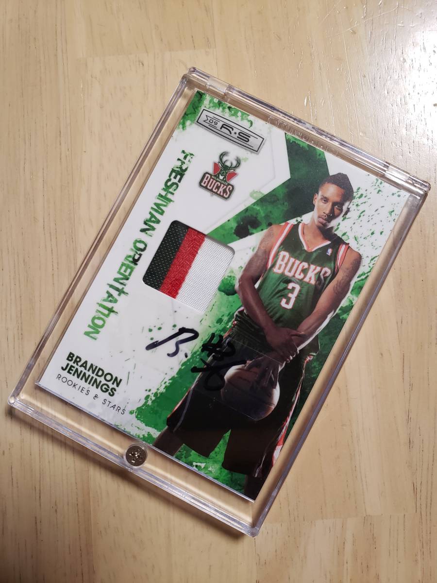 (#03/10) 10枚限定 SP サイン 2009 -10 Panini R&S BRANDON JENNINGS Auto RC / ブランドン ジェニングス Autograph Jersey#(1/1)_画像2