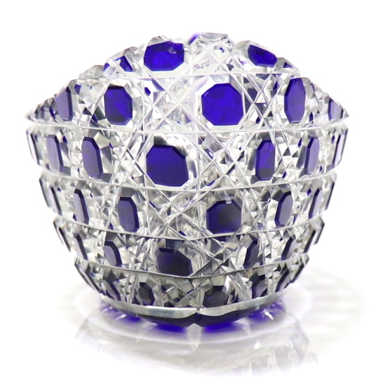オールド・バカラ (BACCARAT) 1890年 ディアマン・ピエーリー 青色被せ