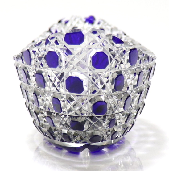 オールド・バカラ (BACCARAT) 1890年 ディアマン・ピエーリー 青色被せ