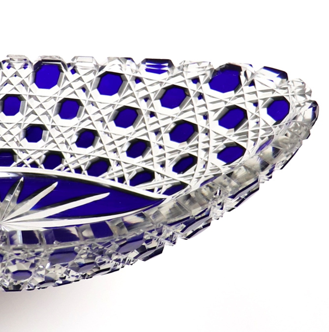オールド・バカラ (BACCARAT) 1890年 ディアマン・ピエーリー 青色被せ装飾 ガラス鉢 花瓶 ボウル 壺 花器 ブルー 切子 ダイヤモンド レア _画像10