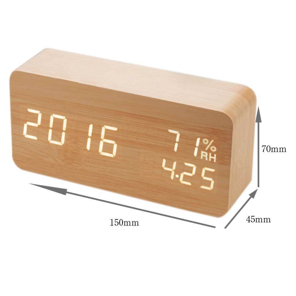 目覚まし時計 大音量 デジタル 木製 置き時計 温度湿度計 木目調デジタル 置き時計 大きなLED数字表示 アラーム 多機能 カレンダー付き_画像3