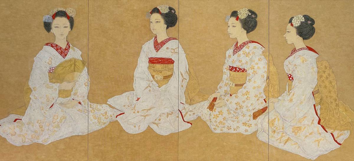 皆川千恵子、【舞妓】、希少な額装用画集より、新品額装付、状態良好、送料込み