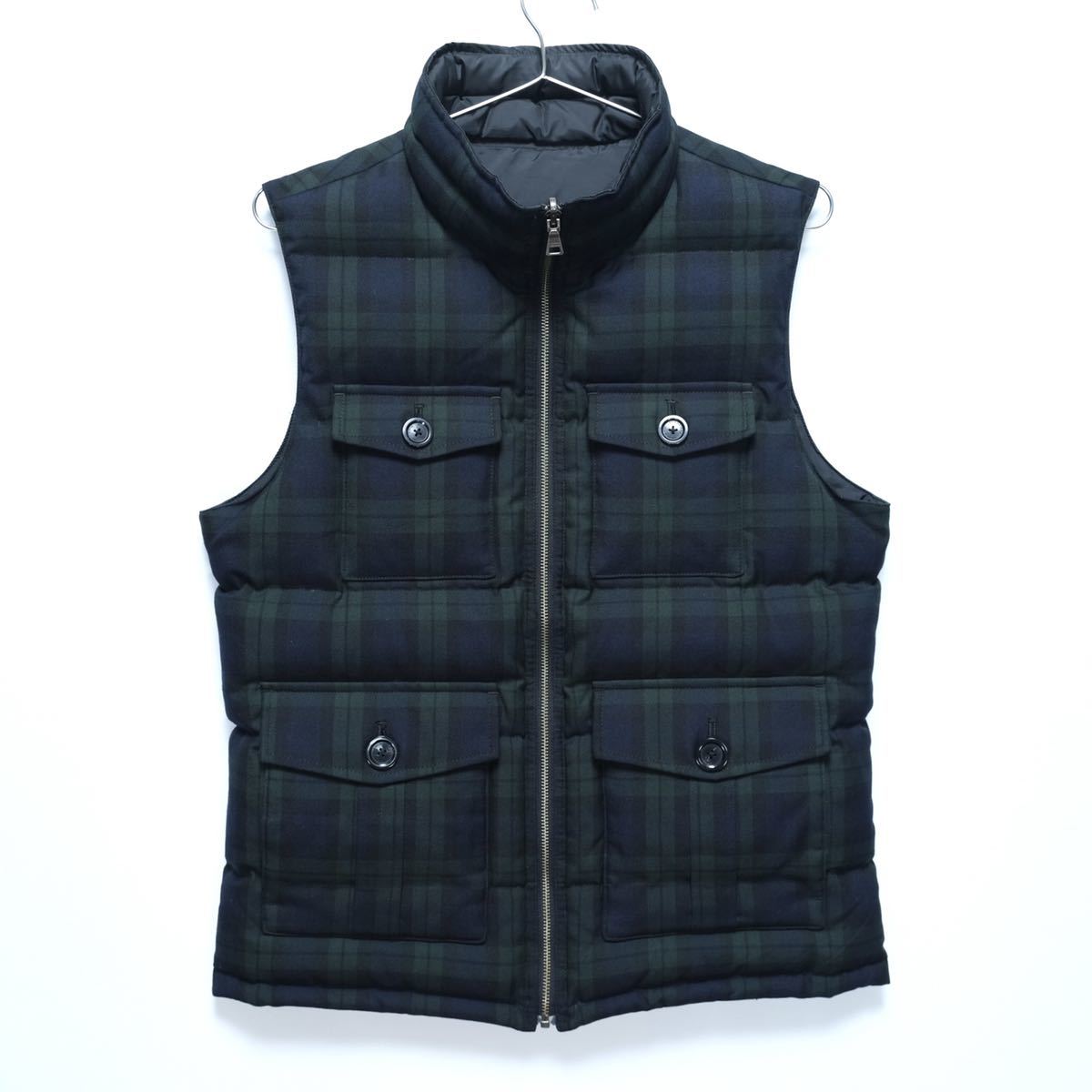 【送料無料】BURBERRY BLACK LABEL(バーバリーブラックレーベル)/リバーシブルダウンベスト/タータンチェック/ブラック/BMP09-308-28/L