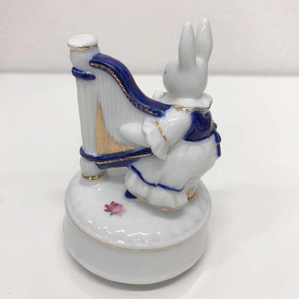 refle● sekiguchi 陶器人形 オルゴール 昭和レトロ　ウサギ　月光のセレナーデ　blue velvet_画像4