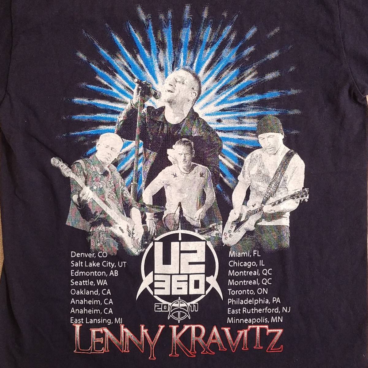 魅惑のバンドT特集! 10s『U2 / 360゜TOUR 2011(ゲスト：レニークラヴィッツ)』ツアーTシャツ SOUTHPOLEボディ 米国製 ネイビー S／ロックT_画像8