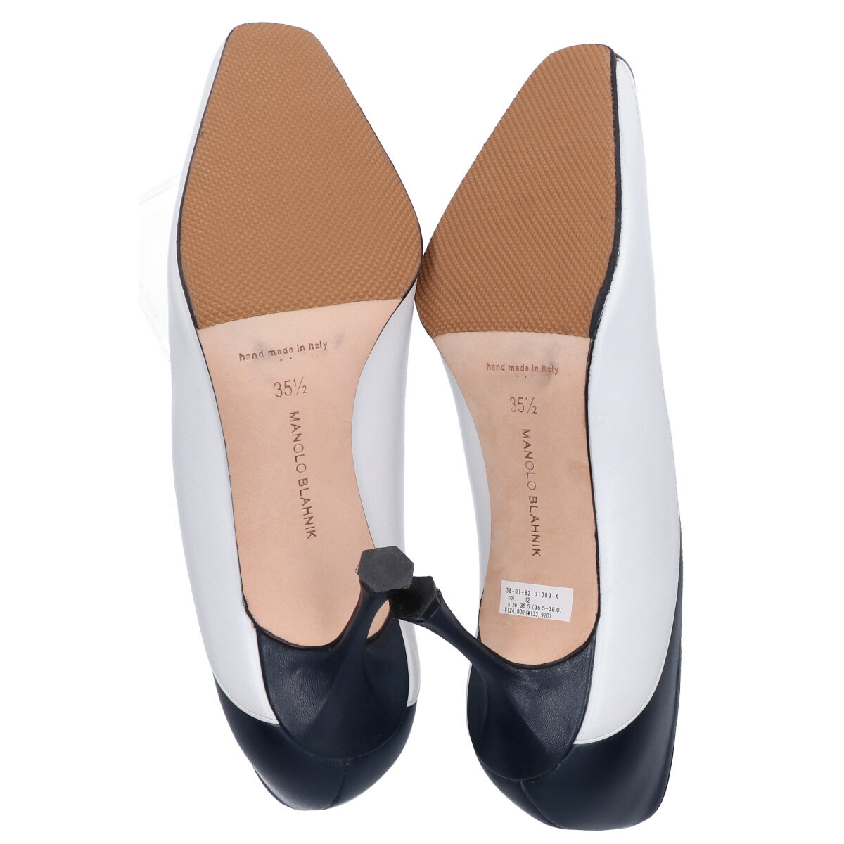 美品 MANOLO BLAHNIK マノロブラニク バイカラーレザー スクエアトゥ