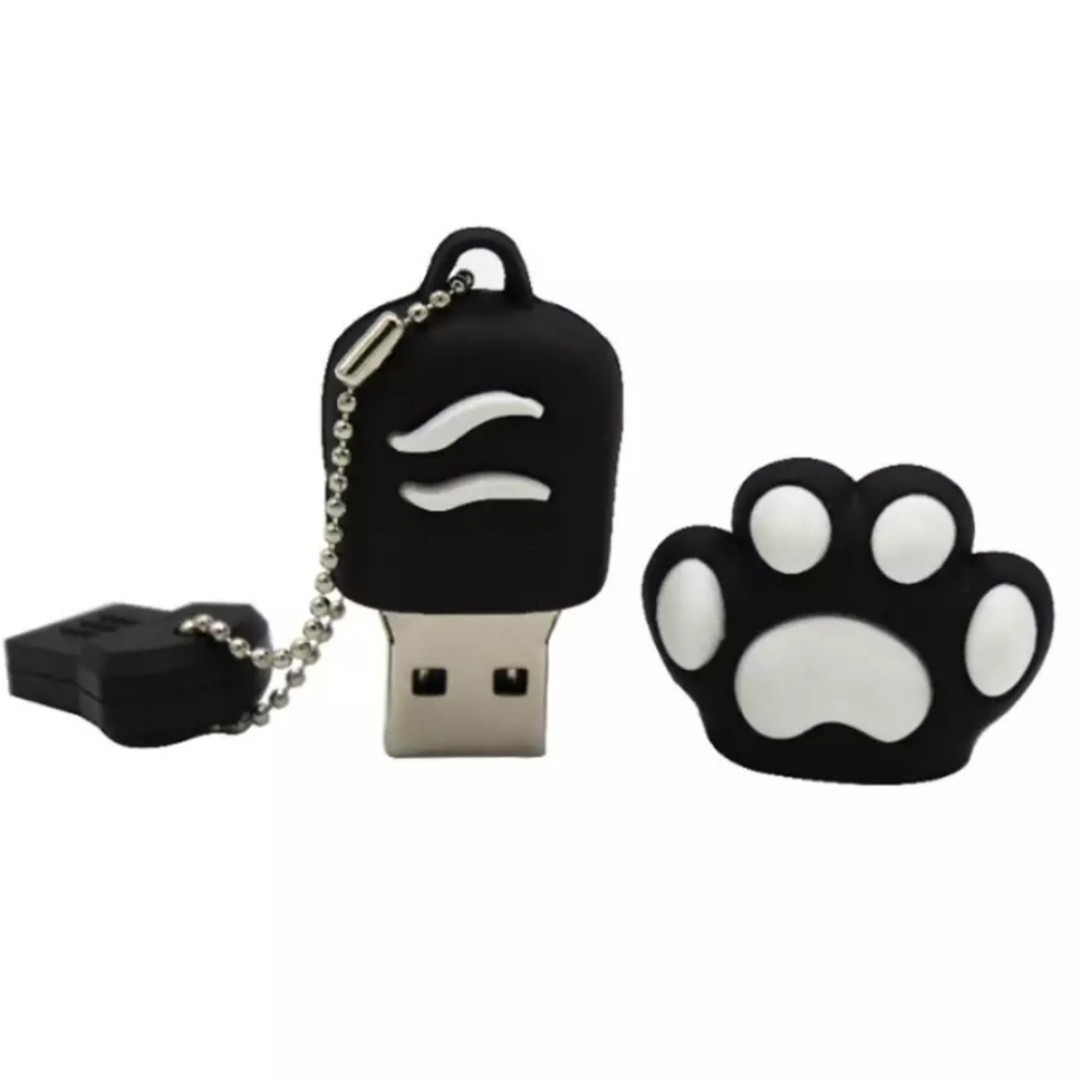 USBメモリ　64GB【2個セット】猫の手肉球　ブラック　黒　ホワイト　白　匿名配送　ねこグッズ　インスタ映え　ギフト　プレゼント