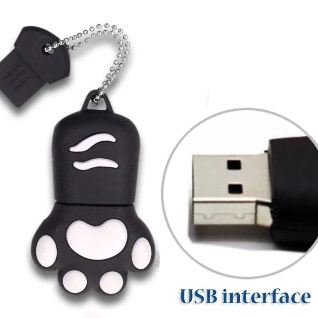 USBメモリ　64GB【2個セット】猫の手肉球　ブラック　黒　ホワイト　白　匿名配送　ねこグッズ　インスタ映え　ギフト　プレゼント