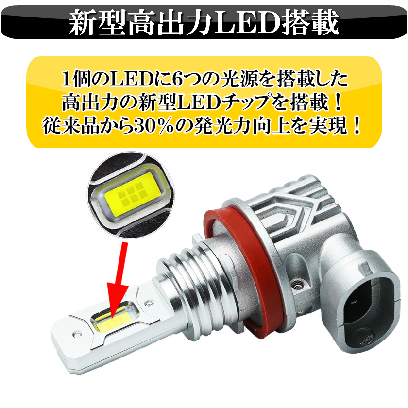 【ディーシック】RAV4 50系 LED フォグランプ イエロー H8 H11 H16 車検対応 新型LED搭載 3000K 5000LM 左右セット_画像4