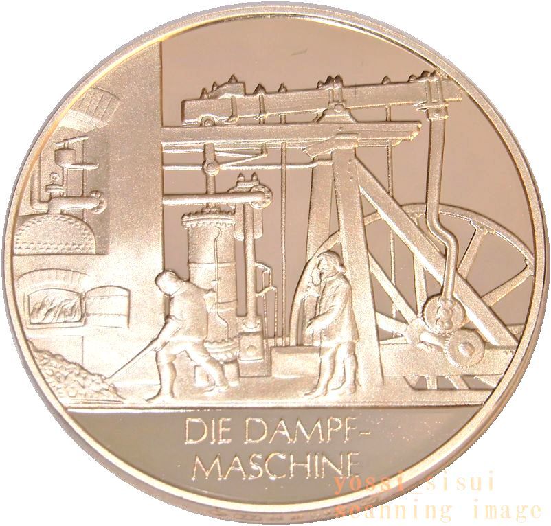 期間限定値下げ 美品 ドイツ 造幣局製 人類の技術史 偉人 蒸気機関 発明 産業革命 熱力学の発展 純銀製 銀 メダル コイン 記章 スーベニア