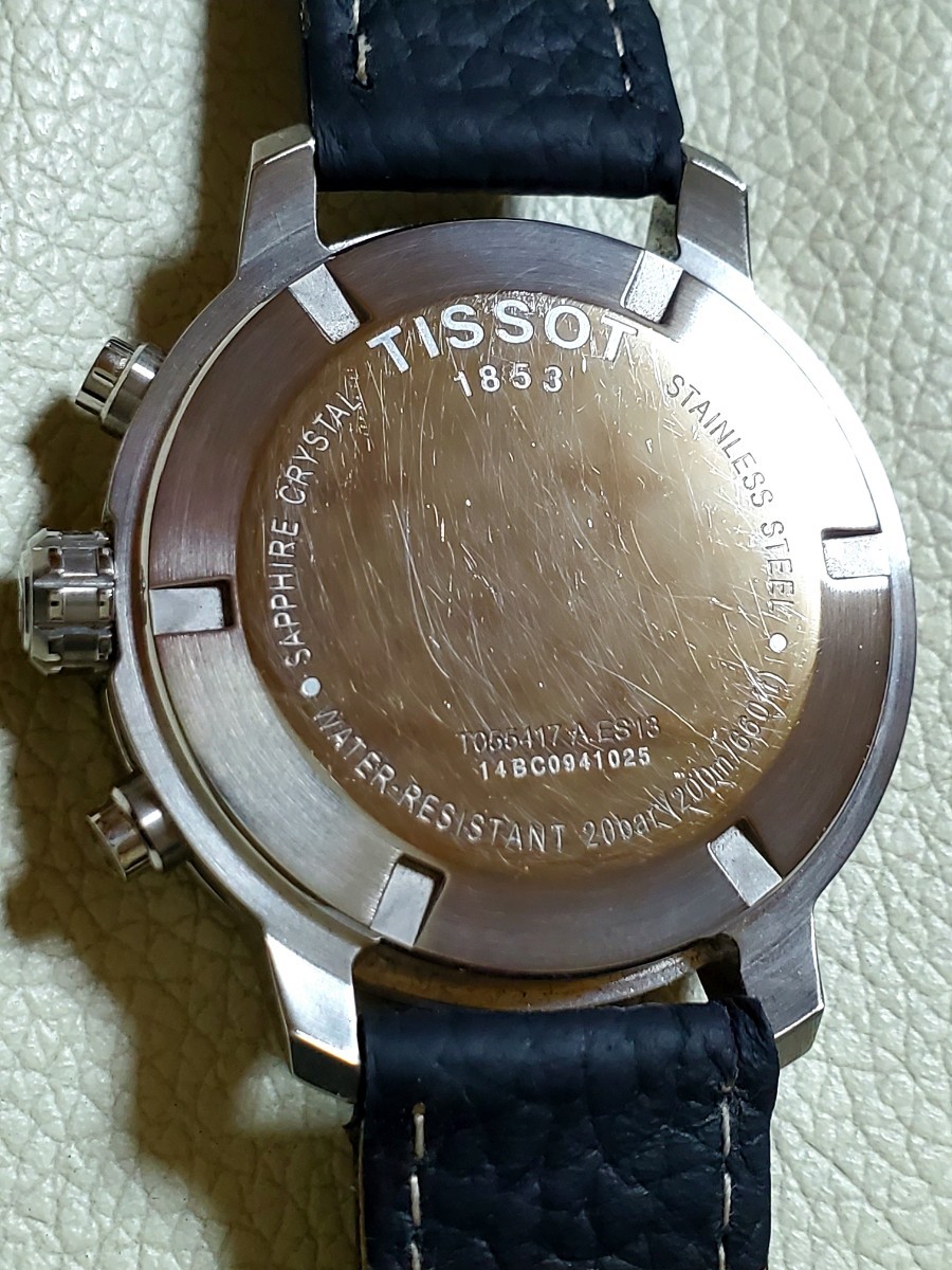 美品 TISSOT ティソ クロノグラフ デイト ホワイト クォーツ メンズ