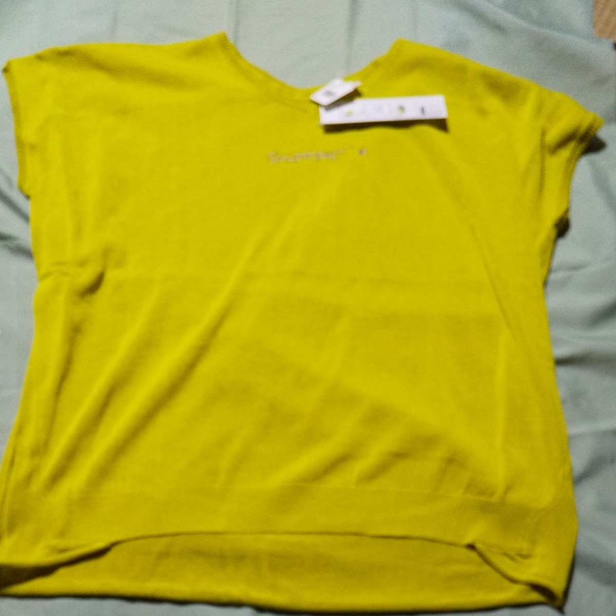 新品 タグ付き スヌーピー トップス 刺繍 Tシャツ 黄色 半袖 トップス  LL レディース クロスプラス サマーニット 夏服