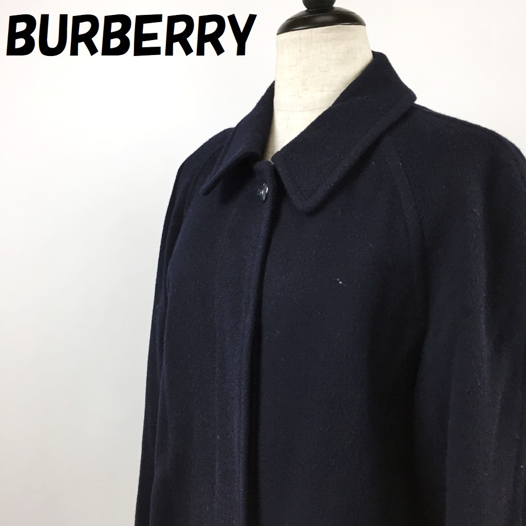 【人気】BURBERRY/バーバリー イングランド製 ステンカラーコート ネイビー レディース/S1907 Mサイズ