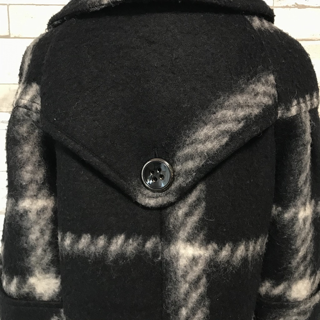 [ popular ]ZARA BASIC/ Zara Basic check pattern pea coat black size S lady's /A312