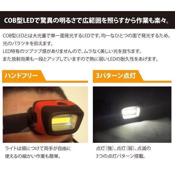 ☆送込★超高出力COB型LED 点灯モード3種搭載 ヘッドライト HRN255