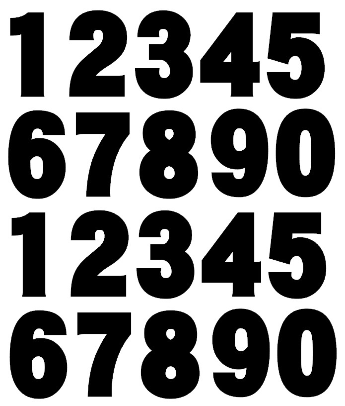 数字（ナンバー）カッティングステッカー縦５０mm黒 超極太ゴシック体(20個）＠全18色_画像1