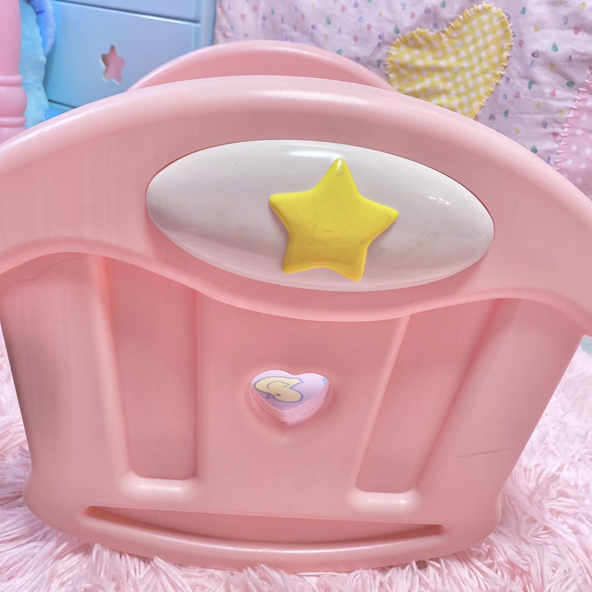 海外 ビンテージ ピンク ドールベッド おままごと レトロ ファンシー パステル ファンシーアラモード spank 人形 ぬいぐるみ