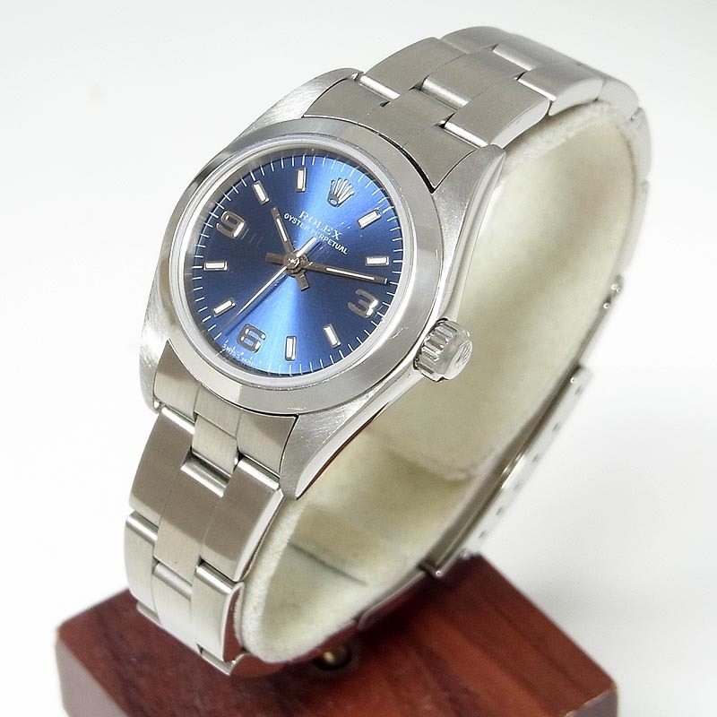 ロレックス ROLEX オイスター パーペチュアル 76080 自動巻き ブルー レディース 腕時計 中古
