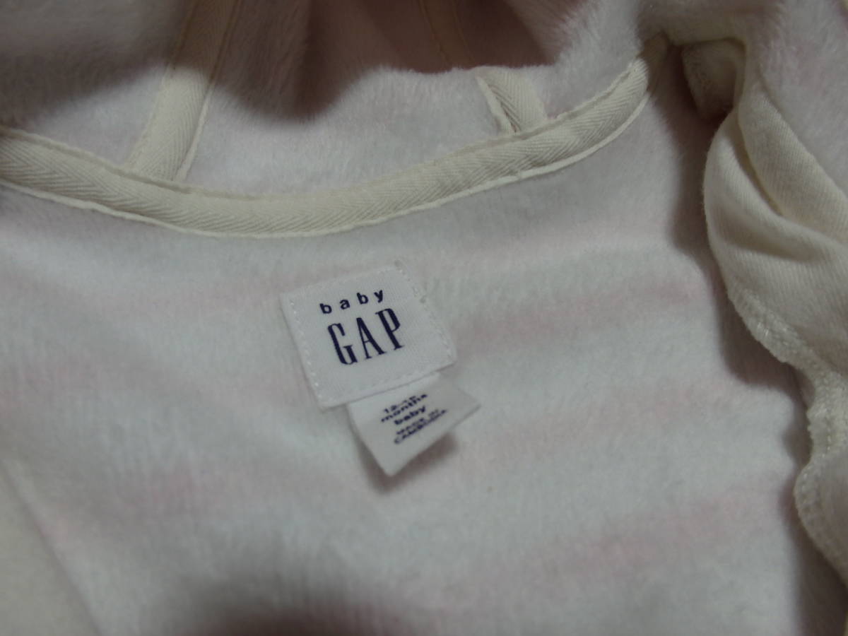 beby Gap かわいいフード付パーカー　裏起毛　80　くま耳　送料185円　_画像4