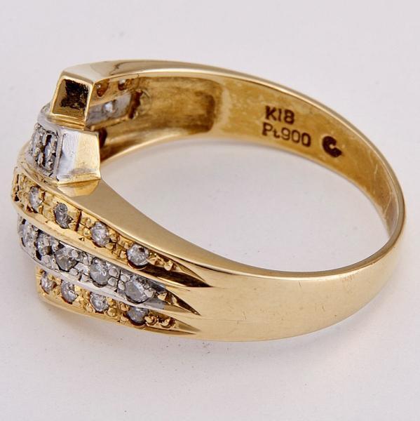 ★☆K18金×Pt900●0.35Ct天然ダイヤモンドリング指輪11号！MJ-1866_画像3