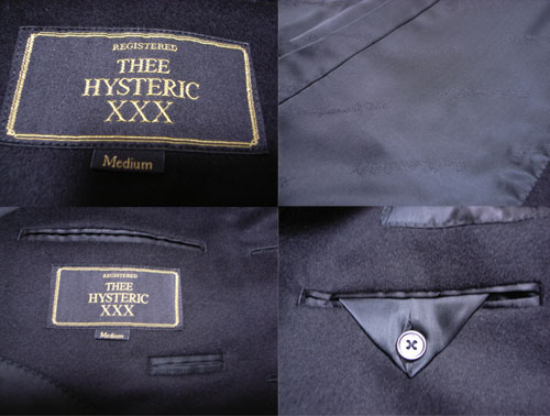 ★ HYSTERIC GLAMOUR THEE HYSTERIC XXX ヒステリックグラマー トリプルエックス セミロングコート ブラック Ｍサイズ★美品・人気！希少！_画像2