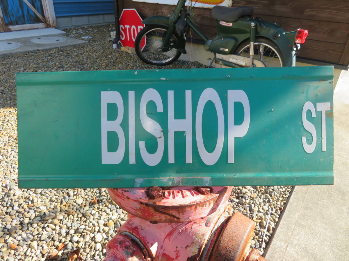 最高 90´s 80´s BISHOP ロードサイン ストリートサイン 両面 ST 看板