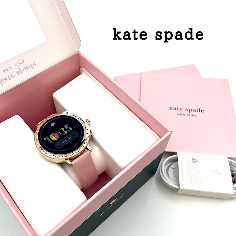 未使用美品.Kate spade.ケイトスペード.スマートウォッチ.腕時計.バケッタレザー.DW7K1.ピンク.送料無料