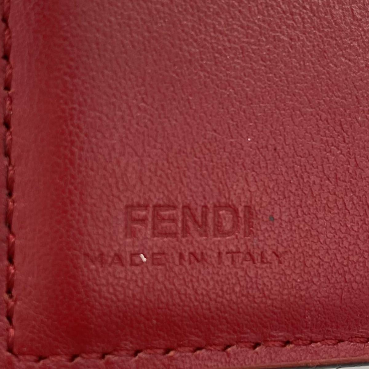 【大特価!!】FENDI エフイズフェンディ マイクロ 三つ折り財布 レッド ゴールド金具 多機能 コンパクト ブランド 鑑定済み■