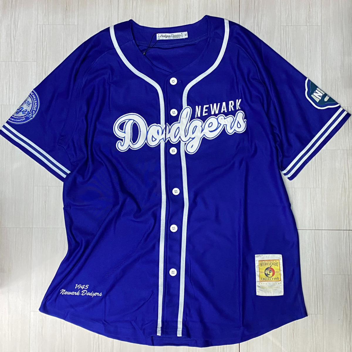 USA正規品 【L】 ニグロリーグ Negro League ニューアーク ドジャース Dodgers 前開き ベースボールシャツ #50 ドジャースブルー MLB_画像1