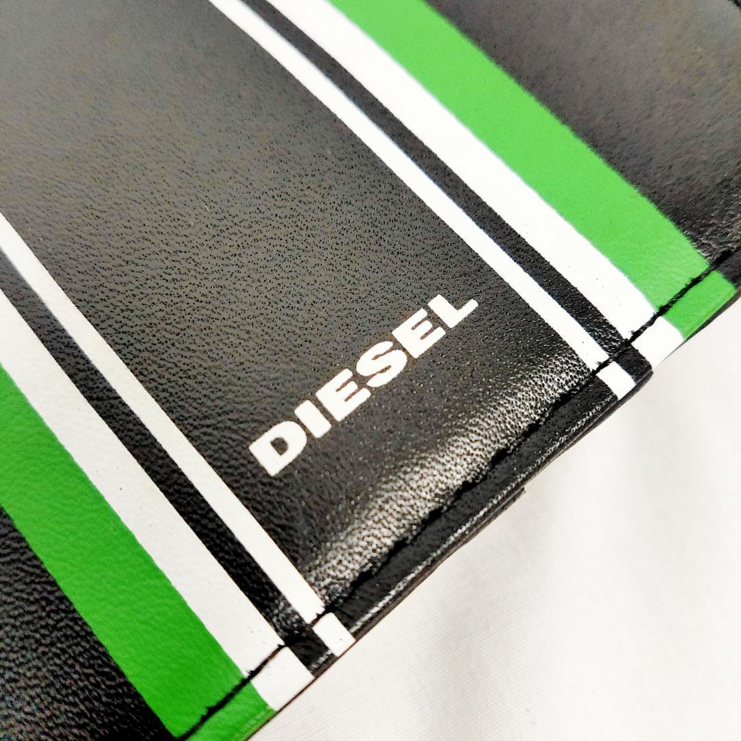 ○★新品 未使用 DIESEL HIRESH S 二つ折り財布 黒×緑○●_画像4