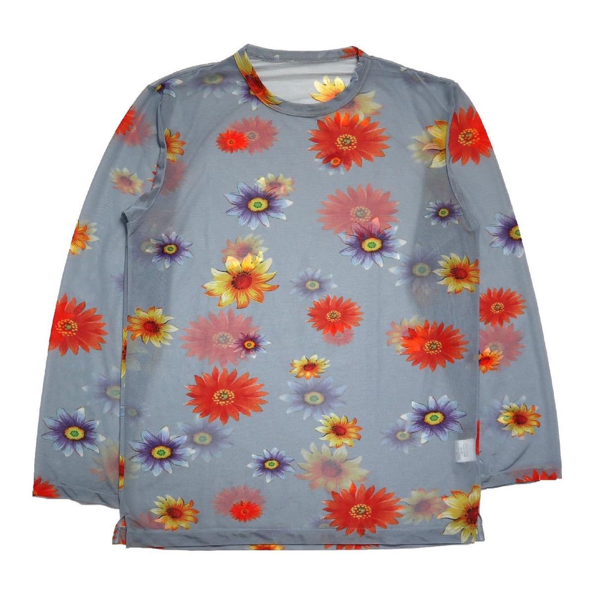 SS2002 YOHJI YAMAMOTO POUR HOMME Floral Sheer Mesh L/S T-shirt