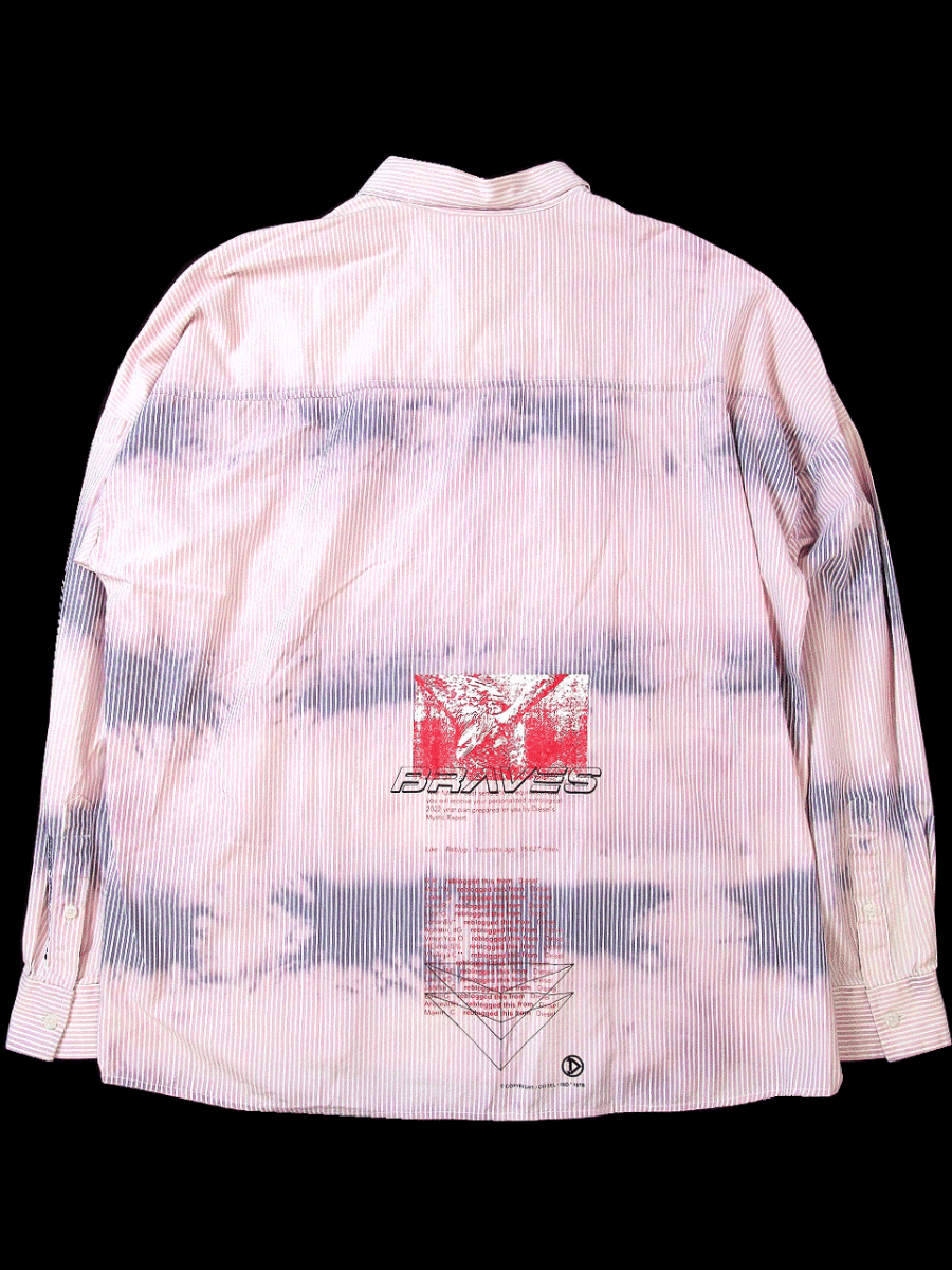 DIESEL ディーゼル 21SS ストライプ オーバーサイズシャツ BRAVES バックプリント ピンク×ホワイト メンズ L 定価28,000円