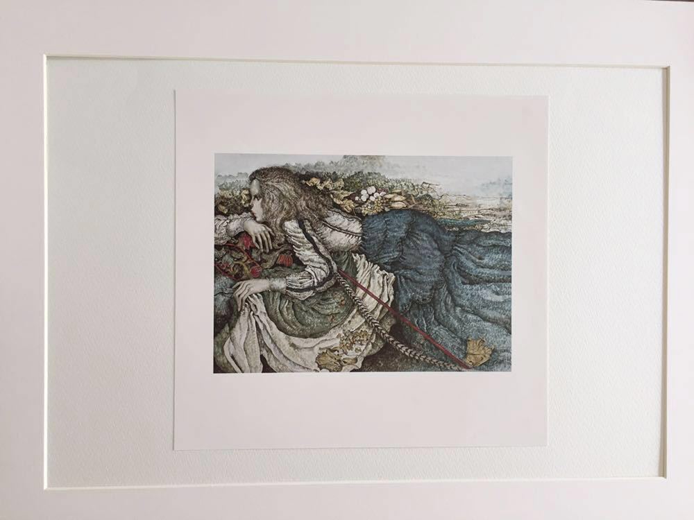 【石阪春生】絵柄14種展開「女のいる風景」シリーズ 「赤い羽根」印刷物 木製額装44.1×33.8cm 絵柄違い有り 5