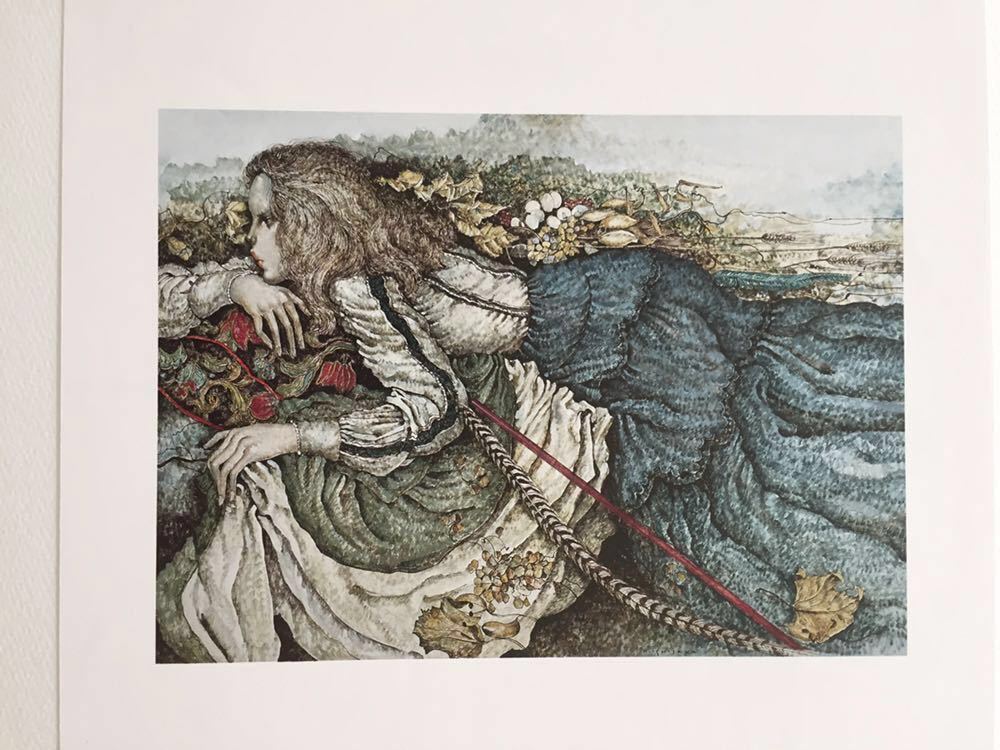 【石阪春生】絵柄14種展開「女のいる風景」シリーズ 「赤い羽根」印刷物 木製額装44.1×33.8cm 絵柄違い有り 3
