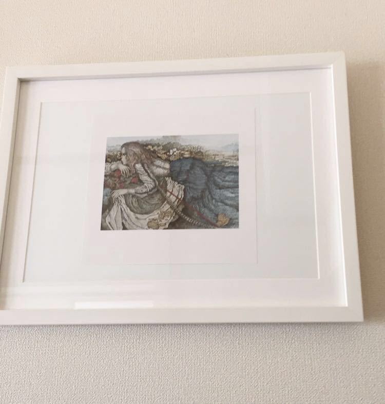 【石阪春生】絵柄14種展開「女のいる風景」シリーズ 「赤い羽根」印刷物 木製額装44.1×33.8cm 絵柄違い有り 6